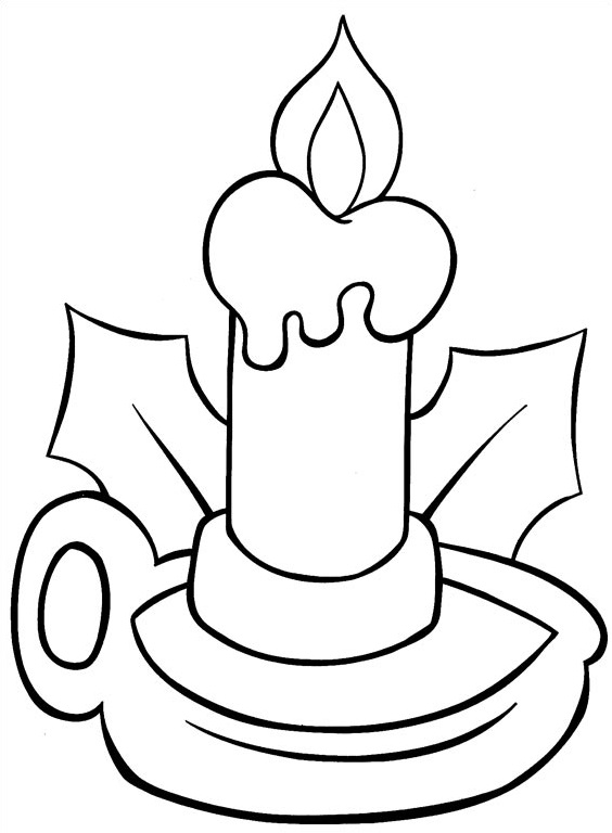 Coloriage Bougie de Noël Festive aux Flammes Dorées - Noël à imprimer